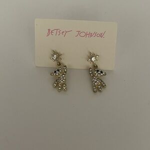 Betsey Johnson Gold Teddy Bear Starburst Earrings